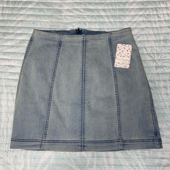 NWT Free People Faded Blue Denim Modern Femme Skirt - Picture 4 of 10